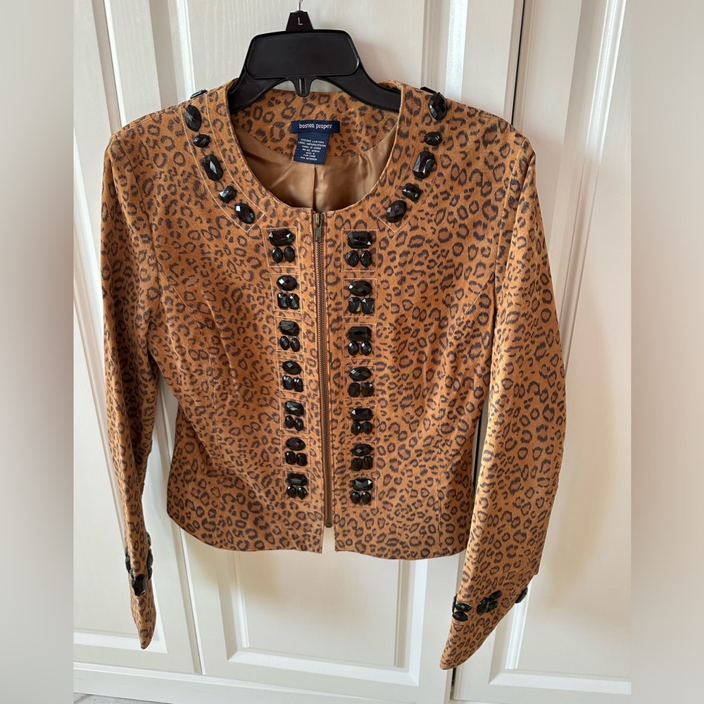 Boston Proper Genuine Leather Jacket Size 8 fits like M